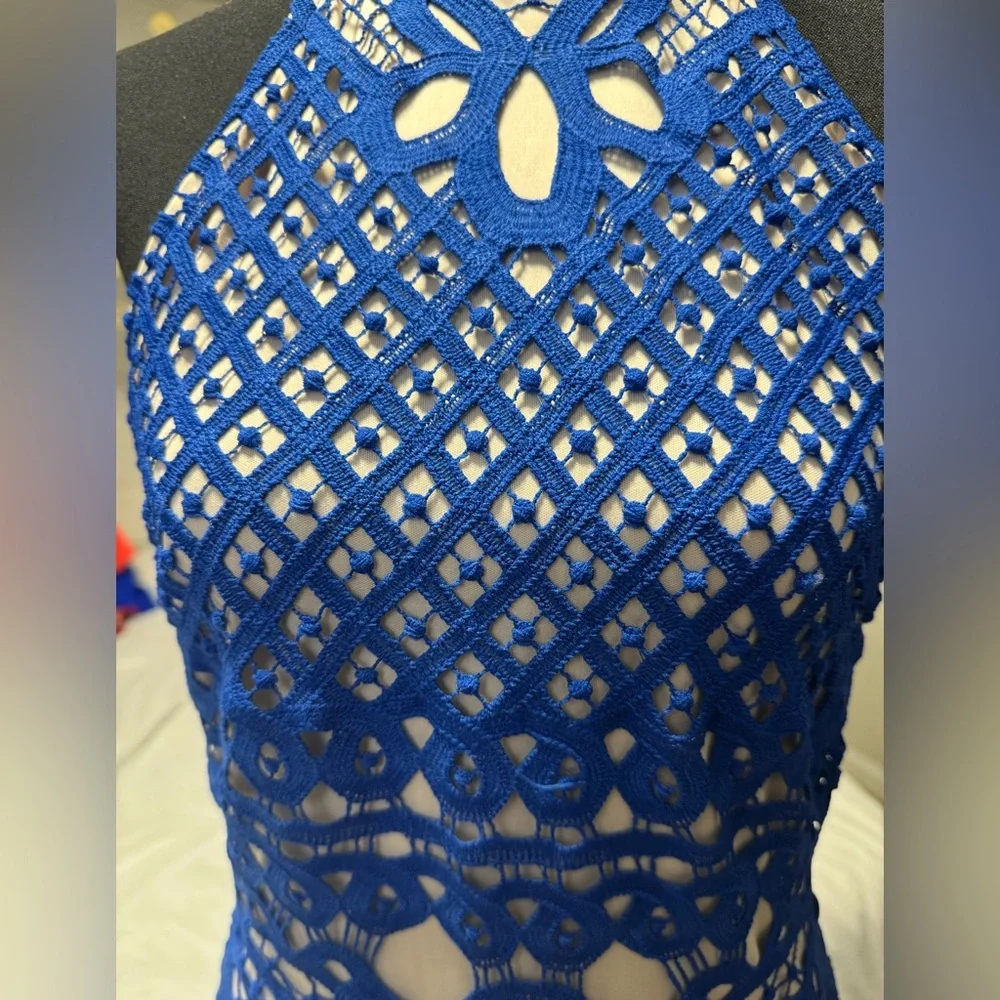 Parisian Blue Lace Halter Midi Dress – EU 40 / US 8 - Picture 2 of 5